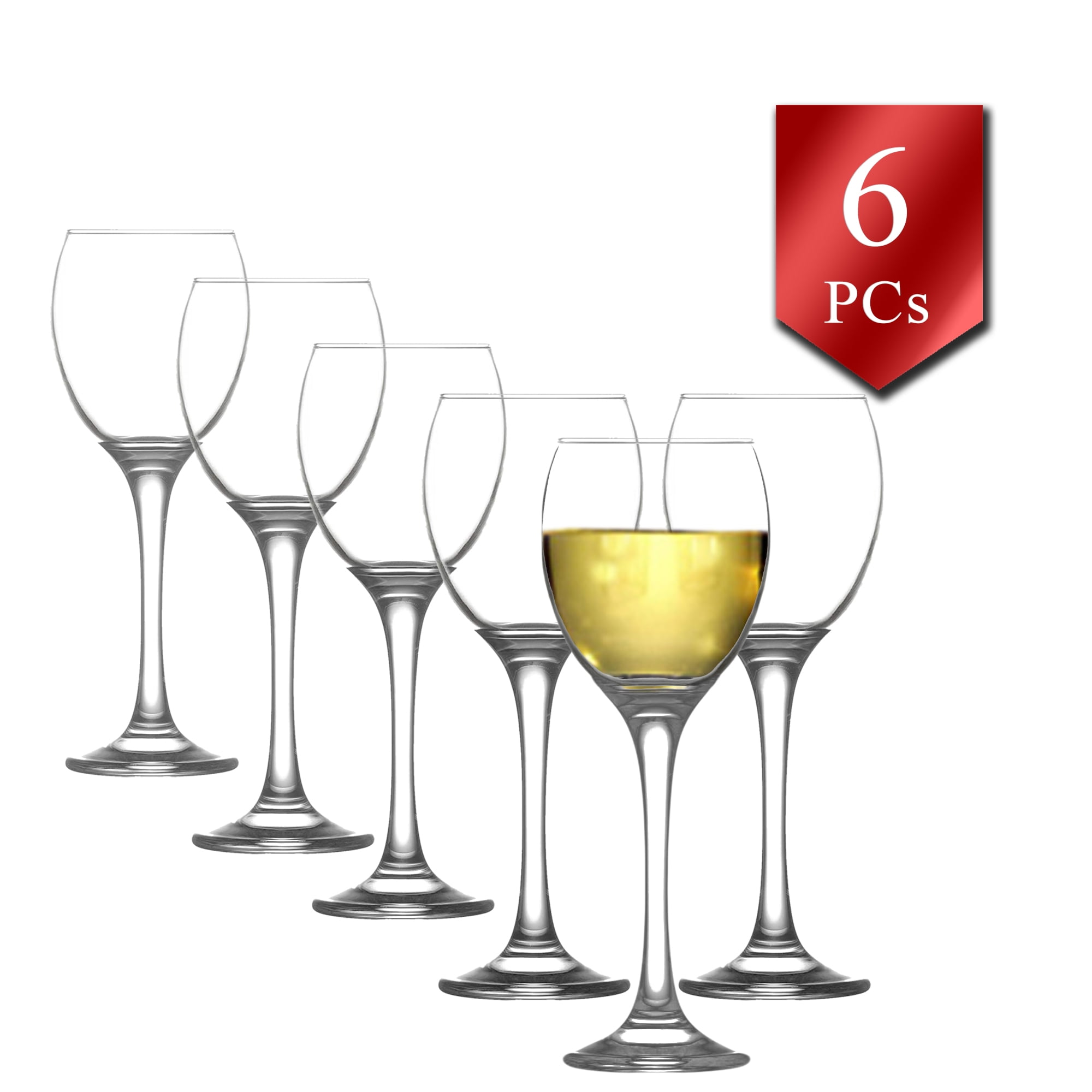 Lav Stemmed Red Wine Drinking Glassware for Party, Footed Wine Glasses Set of 6, 8.2 oz