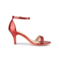 thumbnail image 3 of BLISSFUL STEP Women's Solid Color Open Toe Rhines Ankle Strap Stiletto Sandals Red 8, 3 of 8