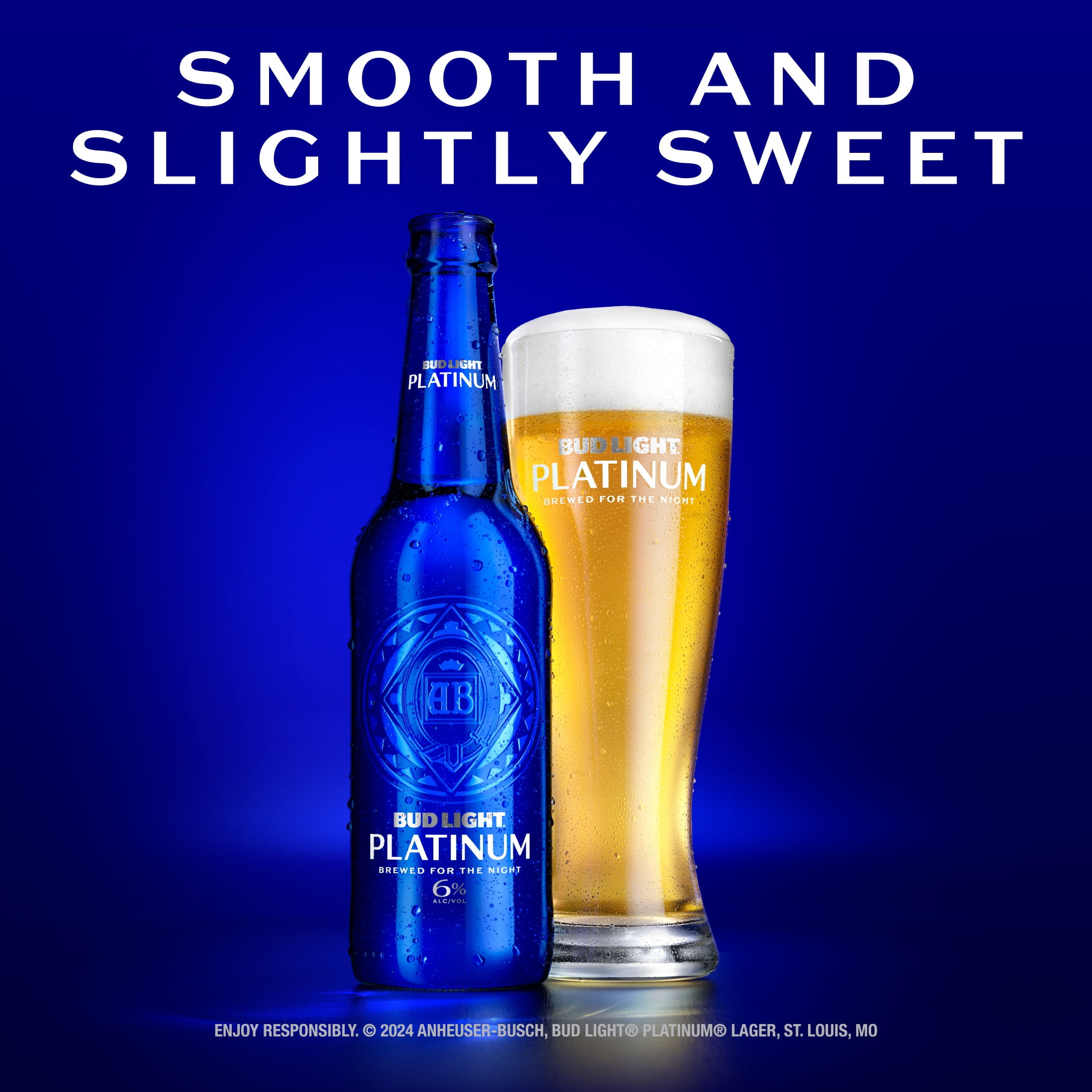 Bud Light Platinum American Light Lager Beer 18 pack 12 fl oz Glass Bottles 6% ABV