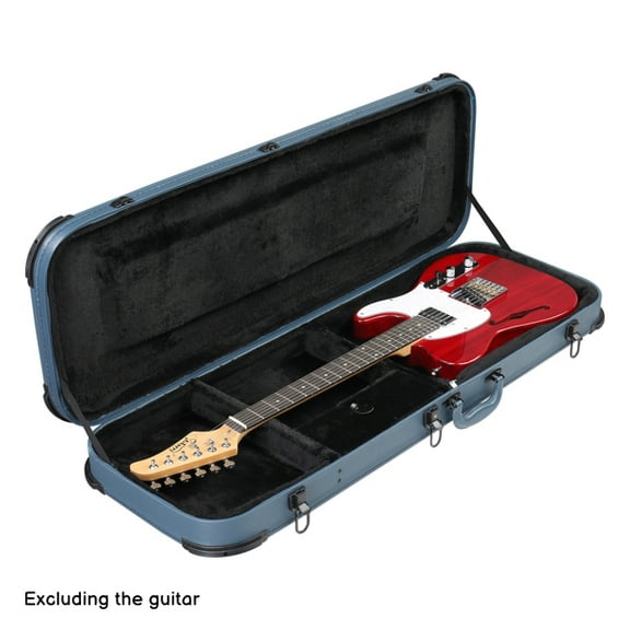 Alvantor Electric Guitar Hard Case,Lockable Wood Case with Plush Lined Interior & Accessory Compartment,Flat Square Design,Blue 41.73 x 14.57 x 4.3 in