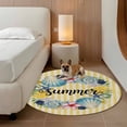 thumbnail image 3 of Starfish Shell Wreath Round Living Room Rugs 5 ft, Summer Lemon Yellow Stripes Retro Washable Area Rug with Non-Slip Sturdy Edge Binding Round Carpet for Entryway Kitchen Bedroom Bathroom, 3 of 9