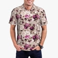 thumbnail image 3 of Balery Rose Flowers Printed Men’s Short Sleeve Polo Shirt, Midweight Men's Shirt,Golf Polo shirts -3X-Large, 3 of 9