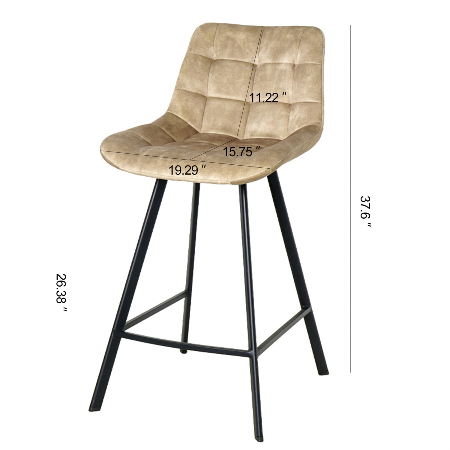 Kadyn Modern Iron High Counter Leisure Bar Chair, Comfortable Nordic Metal Bar Stool Set of 2, Metal Bar Chair for Kitchen Counter, Cream Color