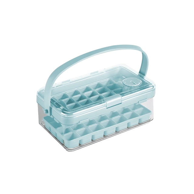 Ohufall Double Layer Large Capacity Ice Cubes Tray With Lid And Storage Bin