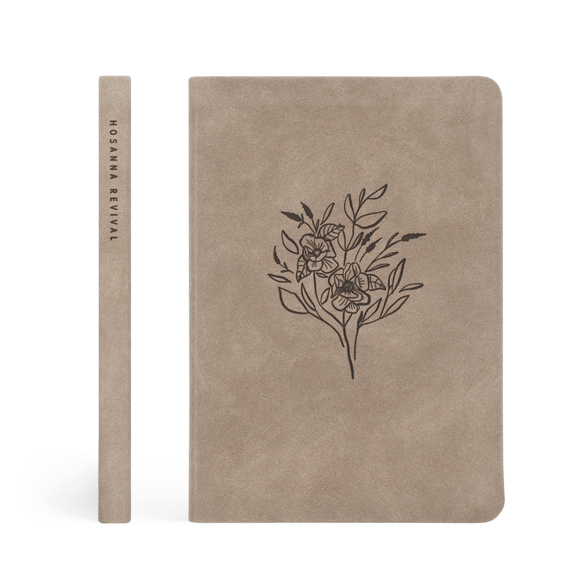 Hosanna Revival, Teen/Adult Notebook, 150-Page Lined Prayer Journal, Taupe Leather-like Softcover with Floral Design, Title: Marlo Theme