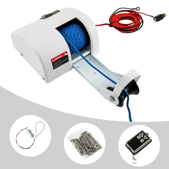 12V 25LBS Electric Windlass Anchor Winch Wireless Remote Controlled Marine Saltwater Boat
