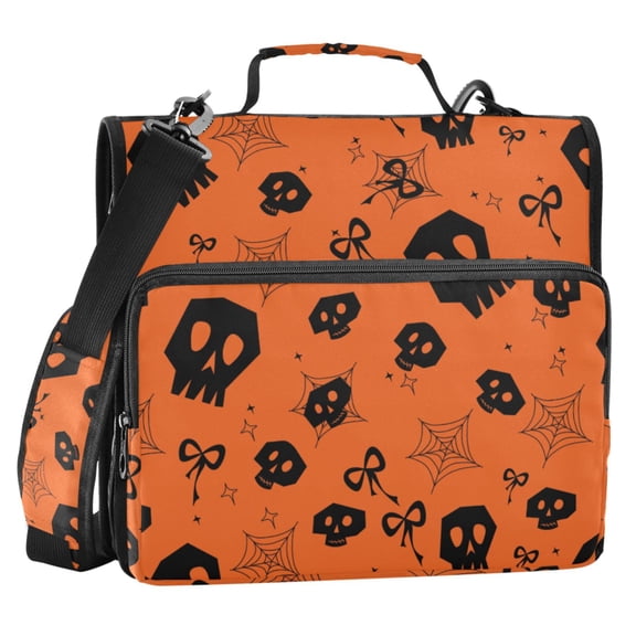 ALAZA Zipper Binder Skull and Bows Web 2 in 3 Ring Trapper Keeper 500 Sheet Capacity File Folder Organizer Bag