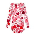 thumbnail image 5 of successthop Womens Tunic Tops Long Sleeve Plus Size Valentines Plus Size Long Crew Neck Polyester Casual Love Heart Printed for Leggings for Valentines Gifts Pink M, 5 of 5
