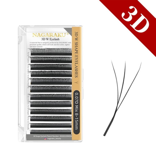 NAGARAKU 3D 4D 5D 6D W forma ventiladores prefabricados extensiones de pestañas de floración automática luz suave Natural completamente densa