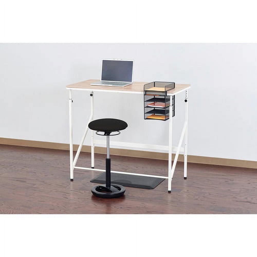 Safco Standing Height Adjustable Desk, Beech and White, Adult
