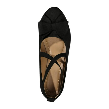 hopeusnice Clearance Women s Ballerina Flats Bowknot Elastic Ankle Strap Flat Shoes Slip On Ballerina Shoes for Wedding Party Dressy Flats Black 37