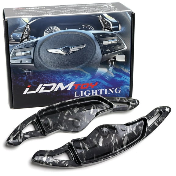Forged Caron Fiber Pattern/Style Larger Paddle Shifter Extensions For Hyundai 2018-2022 Genesis G70, 2020-2023 Sonata, 2021-2023 Elantra, 2022-23 Tucson