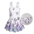 thumbnail image 5 of Xoenoiee Butterfly Lavender Bow Print Toddler Little Girls One Piece Swimsuits Ruffles Bathing Suits Sleeveless Swimwear Crewneck Swim Dress with Ruffle Skirt, Size 3-4 Years, 5 of 7