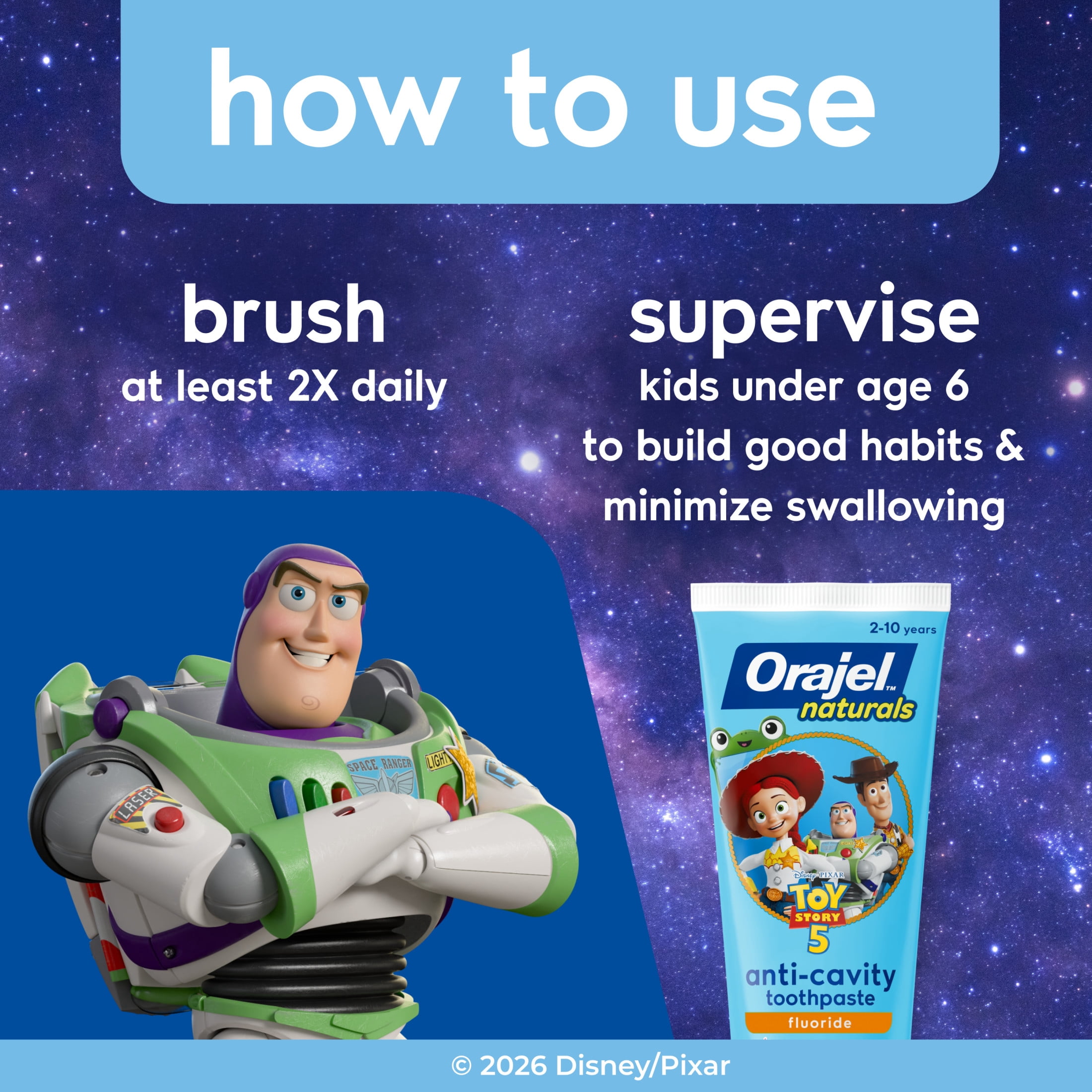 Orajel Naturals Toy Story 5 Anti-Cavity Fluoride Toothpaste, Natural Watermelon Flavor, 5.8 oz