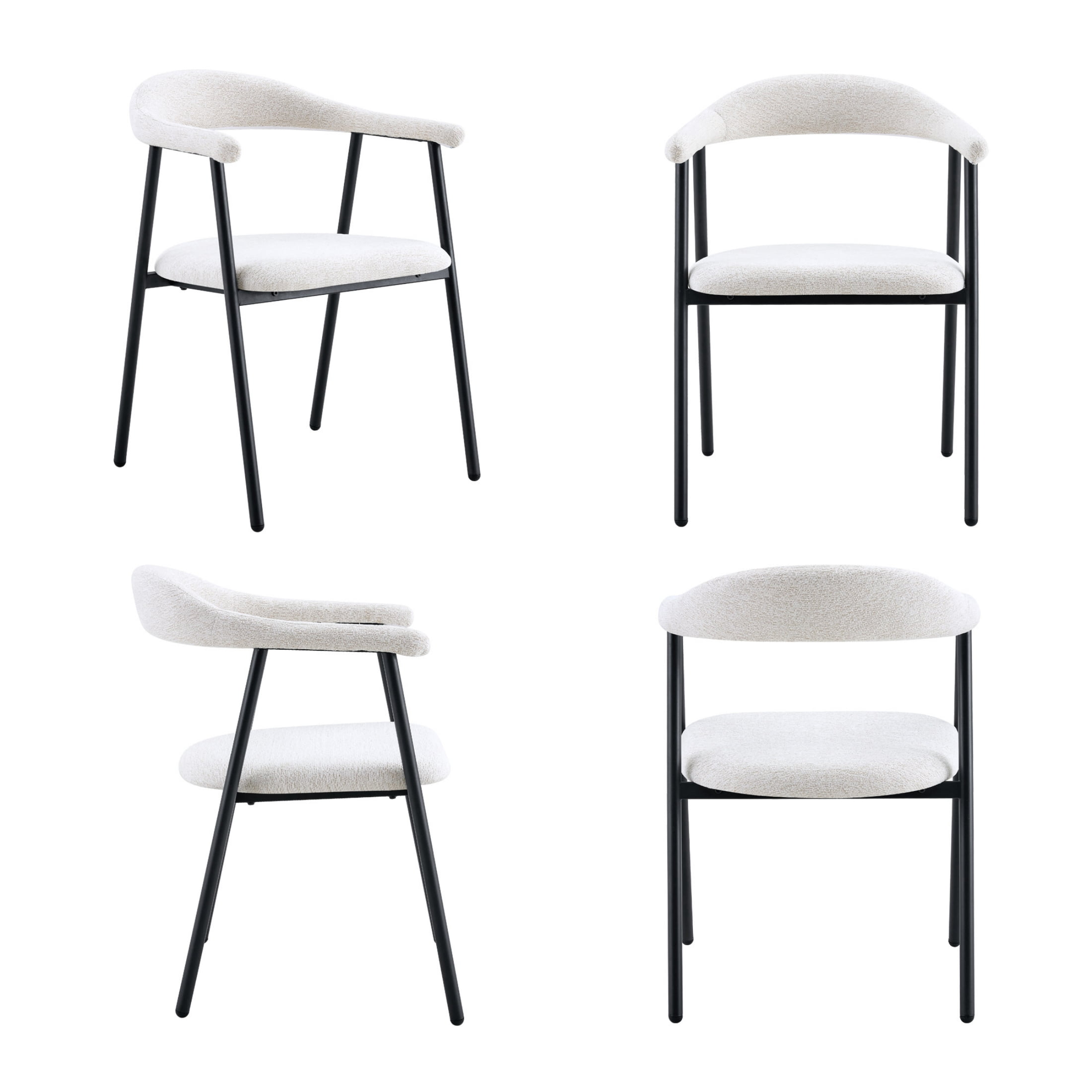 Vinform Upholstered Dining Chairs Set of 4, Fabric Dining Room Chairs, White