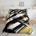 thumbnail image 2 of Homewish Black Golden Stripes Lines Bedding Comforter Set 2pcs for Female Men Adults,Vintage Aesthetic Twin Comforter Sets Microfiber,Geometric Theme Breathable Bedding Set,Luxury Bedroom Decor, 2 of 8