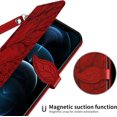 thumbnail image 7 of Compatible with iPhone 15 Wallet Case Women Leather Flip with Wrist Strap Kickstand Magnetic with Card Holder Adjustable Stand Protective Case for iPhone 15 6.1 inch Life Tree Red, 7 of 7