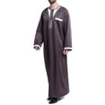 thumbnail image 5 of Samickarr Kaftan Dresses For Men Nightshirt Long Sleeve Sleepwear Robe For Man Kaftan Thobe Men's Muslim Gown Medium Long Sleeve Standing Neck Button Home Suit Comfortable Loose Sleeping Dress Gown, 5 of 7
