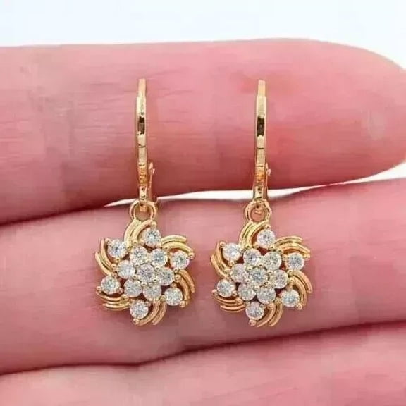 18K Yellow Gold Plated Sterling Silver 2 Ct Cubic Zirconia Drop Dangle Earrings for Women | Elegant Gold Jewelry | Sparkling Statement Earrings