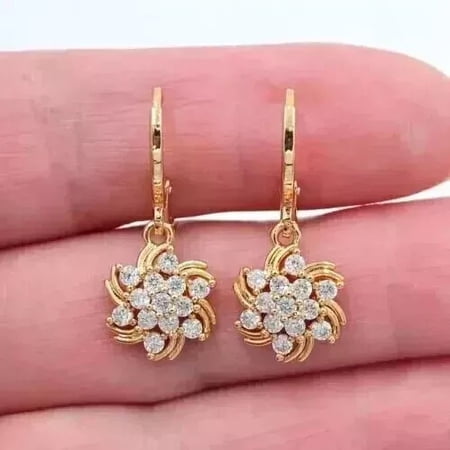 18K Yellow Gold Plated Sterling Silver 2 Ct Cubic Zirconia Drop Dangle Earrings for Women | Elegant Gold Jewelry | Sparkling Statement Earrings