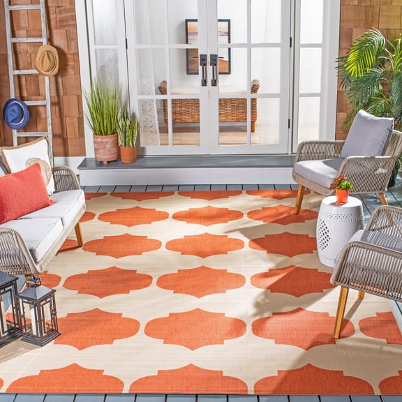Safavieh Courtyard Elwyn Geometric Indoor/Outdoor Area Rug, Beige/Terracotta, 8' x 11'