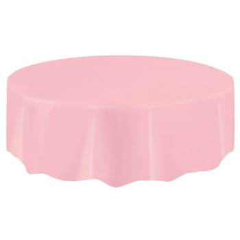 Way to Celebrate! Round Light Pink Plastic Tablecloth, 84in