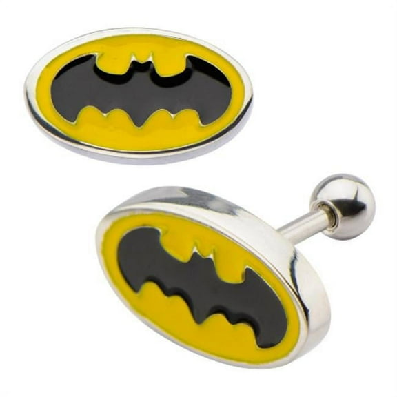 DC Comics BATMEC09 Batman Logo Top 316L Stainless Steel Cartilage Earrings, 0.31 in.