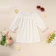 thumbnail image 5 of Zehjuhan Girls Casual Smocked Dress with Embroidered "BIG SISTER" Text and Lantern Sleeves for Spring and Fall White，18-24M, 5 of 10