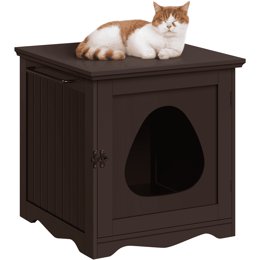 Yaheetech Enclosed Pet Litter Box Indoor Decorative Pet Side Table, Espresso