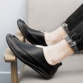 thumbnail image 2 of Zapatos casuales de cuero genuino para hombre, mocasines transpirables de verano para hombre, zapatos de conducción negros suaves sin cordones a la moda, zapatillas para hombre (26,5 cm), 2 of 2