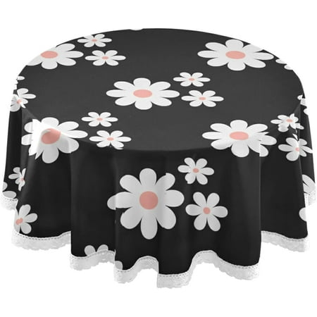 

Hyjoy Spring Daisy Round Tablecloth Floral Pattern Table Cloth Cover Mat Washable Polyester Home Decorative for Dining Wedding Holiday Party 60 Inch