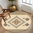 thumbnail image 2 of Round Rugs 7Ft, Beige Khaki Boho Round Area Rug Washable Indoor Throw Carpet, Vintage Ethnic Tribe Abstract Art Retro Large Non Slip Circle Rug for Dining Room Playroom Home Decor Aesthetic, 2 of 8