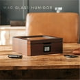thumbnail image 2 of CASE ELEGANCE MAG Cigar Humidor, Walnut Finish, Holds 20-30 Cigars, Glass Top with Magnetic Seal, Octagon Shape, Digital Hygrometer, Spanish Cedar, New Hydro Channel, 2 of 14