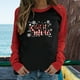 thumbnail image 1 of Pntutb Mujeres Primavera Patchwork Letra Impreso Manga Larga Cuello Redondo Casual Tee tops Pntutb Pntutb-5937, 1 of 6