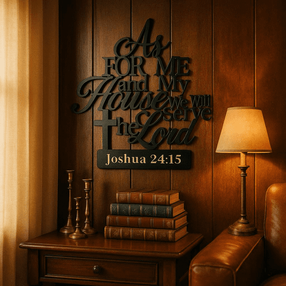 HELLOYOUNG 11.81 Inch Metal Iron Religious Wall Decor As for Me and My House We Will Serve The Lord Sign Waterproof Rustproof & Highly Durable A Perfect Birthday Gift Choice Wall Sculptures