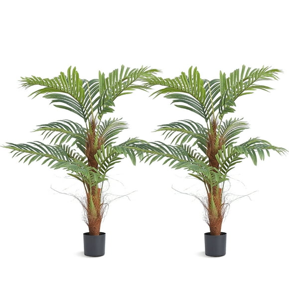 VEVOR Artificial Palm Tree, 4 FT Tall Faux Plant, Secure PE Material & Anti-Tip Tilt Protection Low-Maintenance Plant, Lifelike Green Fake Tree for Home Office Warehouse Decor Indoor Outdoor