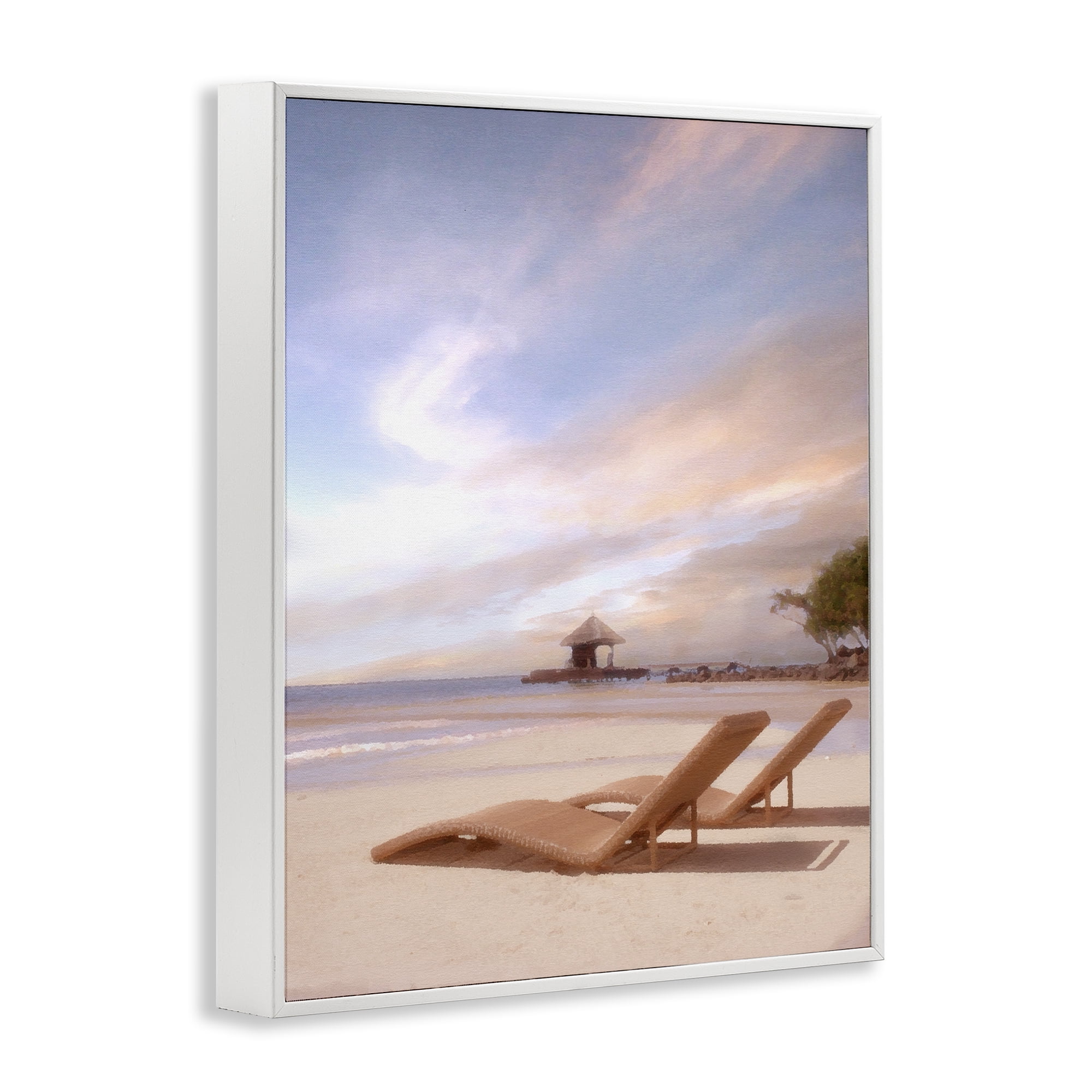 Stupell Industries Lounging Beside Sea Landscape Painting White Framed Art Print Wall Art, 11 x 14