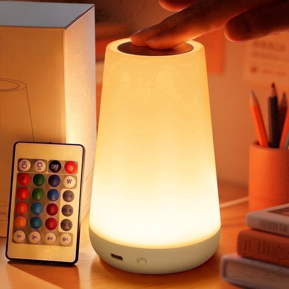 Noahstrong Night Light, Dimmable Touch Lamp for Bedroom, Portable Table Bedside Desk Lamps, 5 Brightness and 13 RGB Colors, Suitable for Bedroom/Bathroom/Hallways/Living Room/Office