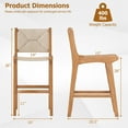 thumbnail image 3 of Gymax Outdoor Counter Height Bar Stool w/Teak Wood Frame Back & Footrest for Balcony, 3 of 7