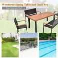 thumbnail image 4 of Gymax 5PCS Patio Rattan Dining Set Acacia Wood Tabletop Stackable Chair Bench, 4 of 10
