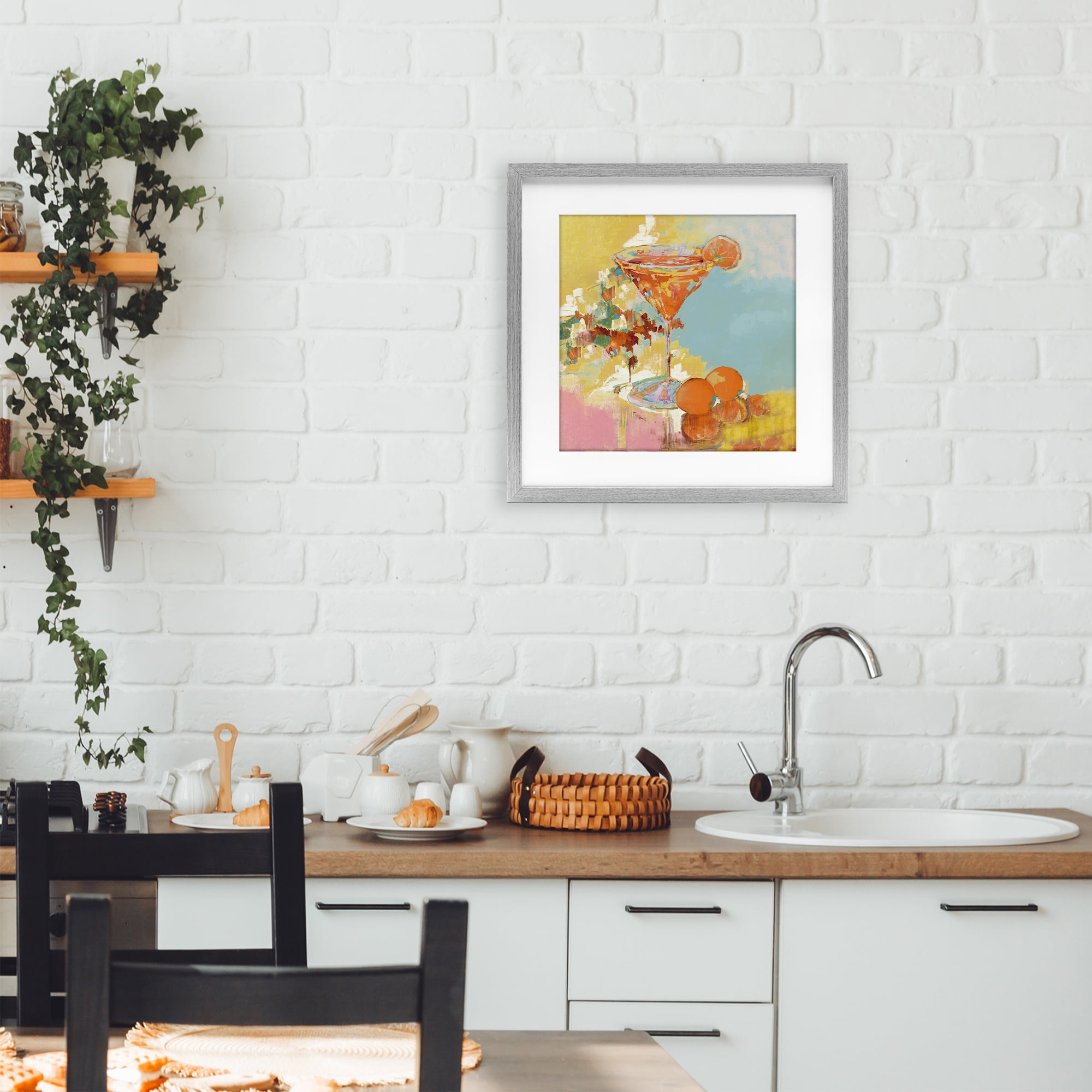 Stupell Industries Summer Citrus Martini Gray Framed Print Under Glass, design by Jane Slivka
