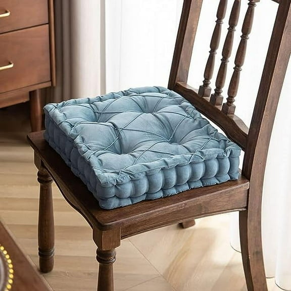 Namzi Velvet Floor Cushion 40*40cm Blue Tatami Seat Cushion, Thick Chair Pad, Kitchen Floor Cushion, 1 Piece Chair Pads