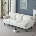 thumbnail image 4 of Nailhead Trim Living Room Sofa with Rolled arms, Linen-Textured Upholstery, Pocket-Spring seat Cushions, Supportive Coil core, Plush Back Pillows, Solid Wood and Iron Frame (Couch), 4 of 9