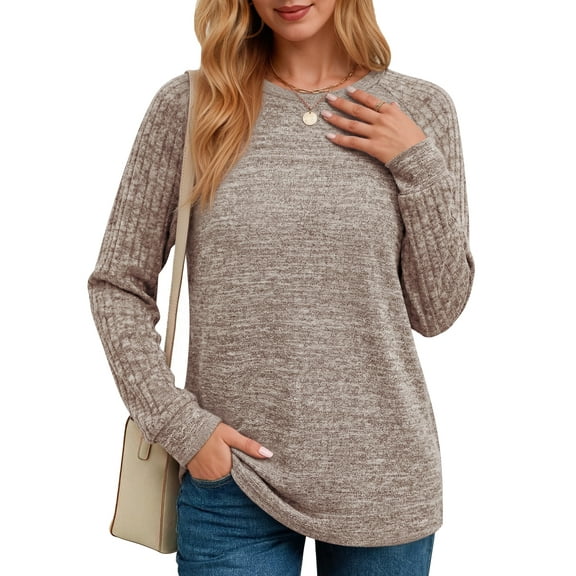 OALUXE Long Sleeve Shirts for Women Casual Tunic Tops Loose Fit Dressy Crewneck Lightweight Pullover Sweaters