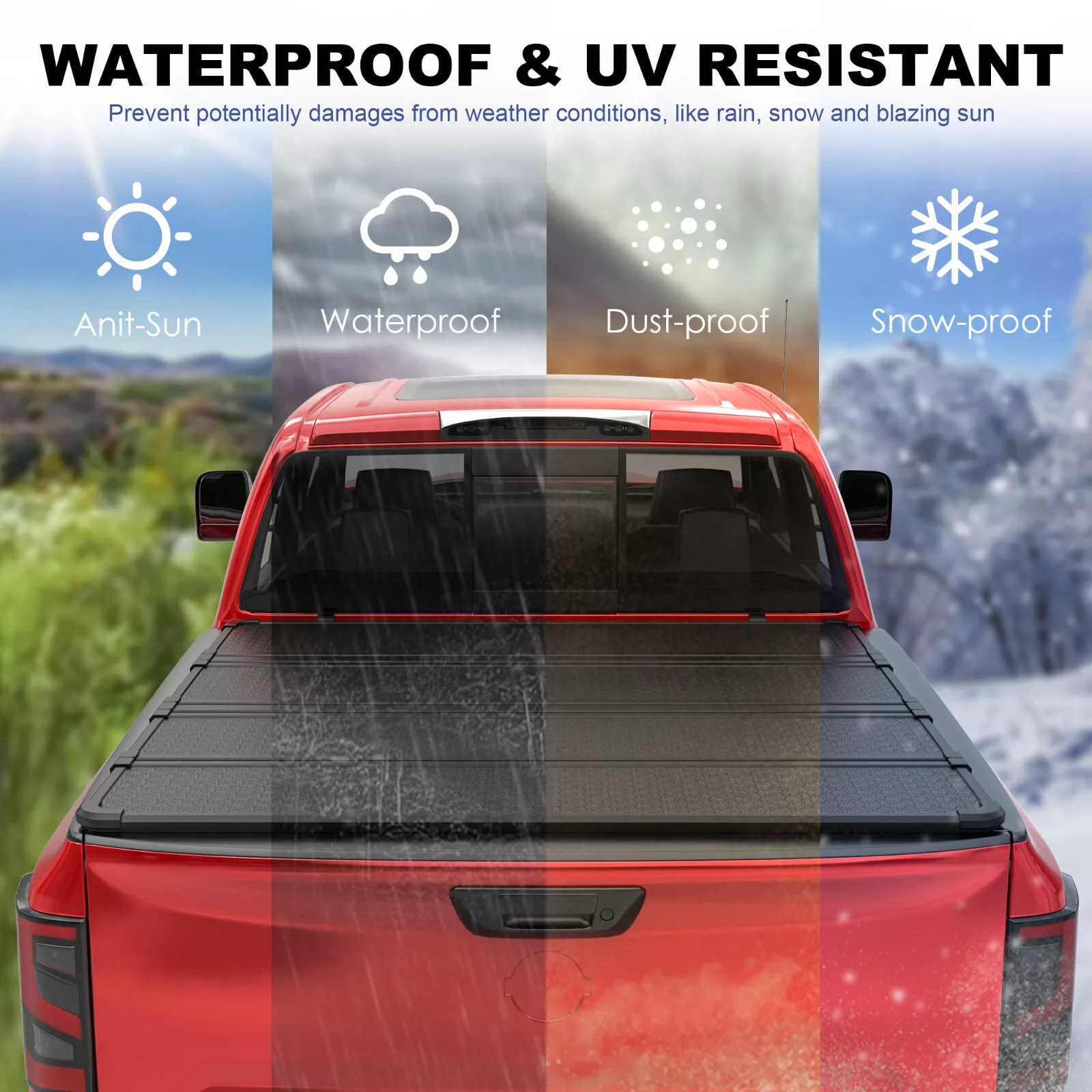 MOSTPLUS 5.7/5.8FT 4-Fold Hard Truck Bed Tonneau Cover for 2017-2026 Nissan Titan (NON-XD)