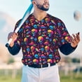 thumbnail image 5 of Hirioo colorful Skull Retro for Men's Baseball T-shirt Shirts Short Sleeve Casual Summer Button Stretch T Shirts,Size S-4XL-, 5 of 7