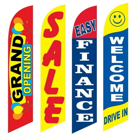 4 Advertising Swooper Flags Grand Opening Sale Easy Finance Welcome Drive In