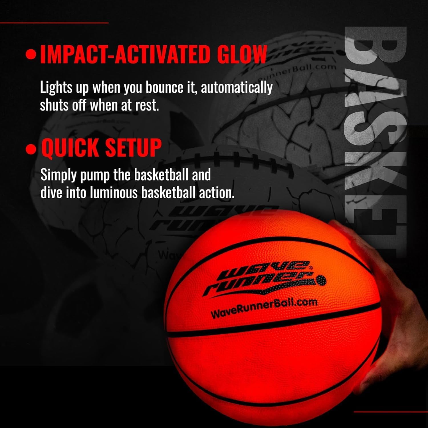 Light Up LED Basketball, Glow in the Dark with Pump and Batteries Included, Cool Sports Gift for Boys Ages 8-15