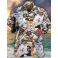 thumbnail image 2 of Camisa hawaiana de verano para hombre, con estampado completo de animales y gatos, camisetas playeras informales de manga corta con botones y cuello vuelto, 2 of 4
