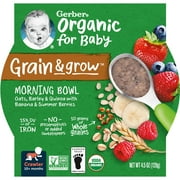 Gerber 3rd Foods Organic Grain & Grow Morning Bowl Baby Meal, Banana Mixed Berry, 4.5 oz Tray